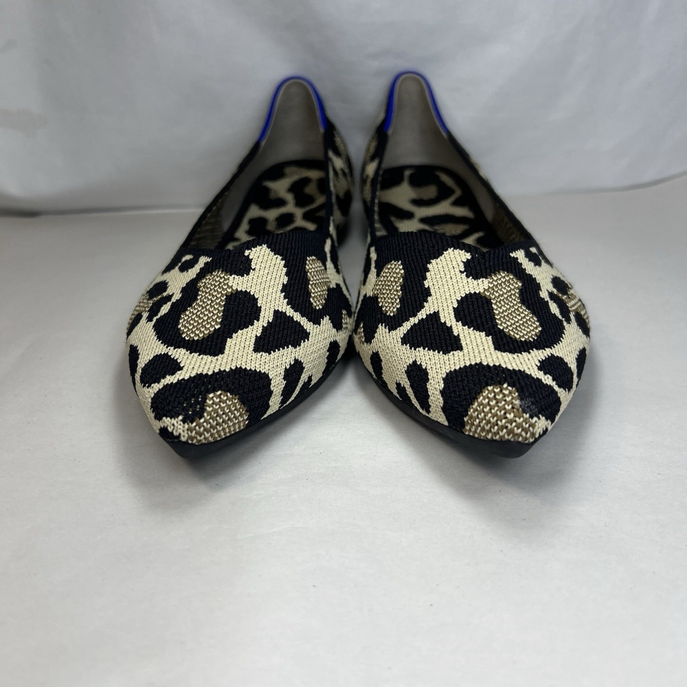 Rothy’s Pointed Toe Flats 11.5 Wild Cat Leopard Cheetah Soft Slip On Womens Shoe - Picture 3 of 13